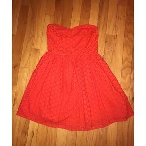 Urban Outfitters coral strapless mini dress